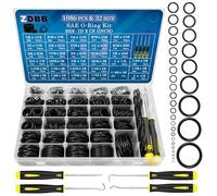 ZDBB 1086 Pcs SAE Standard O Ring Kit Nitrile Rubber O Rings Assortment with O‘Ring Pick for Hydraulic Automotive Plumbing Faucet Seal Repair 32 Size Inch ID:1/8”-2”