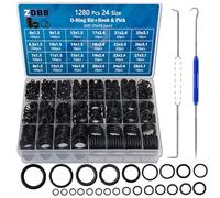 ZDBB 1280 Pcs 24 Size Rubber O-Ring Assortment Kit with Pick and Hook Set for Pressure Washer Faucet Plumbing OD 6mm-28mm