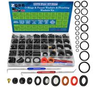 ZDBB 37 Size 3-in-1 Spigot Repair Washers & Hose Gasket & Faucet O-Rings Kit 1075 Pcs Universal Plumbing Rubber Washers Assortment Kit for Kitchen Faucet Outdoor Hose Bib Water Spigot Seal