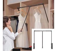 Zdcdy Wardrobe Pull Down Hanging Rail, Hanging Lift Clothes Wardrobe Rail, Adjustable Width 510-650mm/650-850mm/850-1150mm, Wardrobe Lift Cloth Hanger for Hanging Clothes, Loading 30kg,Black-S