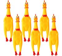 Zddaoole 6 Pcs Large Screaming Chicken Dog Toys Yellow Rubber Chicken 12 inch Squeeze Squeaky and Screaming Chicken Prank Novelty Toy for Kids or Adul