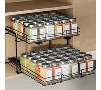 ZDDLOINP Pull Out Spice Racks for Inside Cupboard, 2 Tier Spice Rack, Spice Rack for Cabinet Height Adjustable, Heavy Duty Slide Out Spice Racks Organizer L10.7*W13.5*H9.4inch