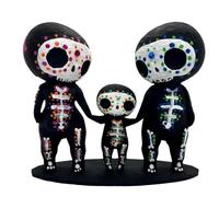 ZDdp Skull Family Figurines Resin Crafts Cute Statue Decorative Sugar Skulls Hand Durable -A