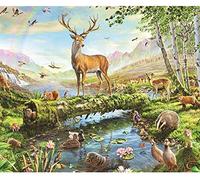 zddptyy DIY Cross Stitch Kits for Adults Art Crafts，Deer by The River 40x50cm Cross Stitch Kits Needlework Embroidery for Beginners Child Gift for Home Wall Decoration (14CT Preprinted Canvas）