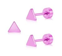 ZDE Titanium Women Flatback Earrings Celestial Lightning Bolt Stud Earrings 5mm Flat Back CZ Earrings Hypoallergenic Cartilage Flatback Earring Tragus Helix Tragus Conch Piercing (Triangle-Pink-UK)