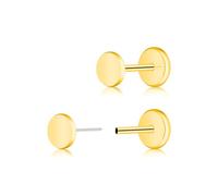 ZDE Women Earrings Threadless Flat Back Dot Earrings Titanium Hypoallergenic Cartilage Non-Nickel Black Push in Earring Studs for Sensitive Ears Simple Classic Earstuds (Gold, 3MM)