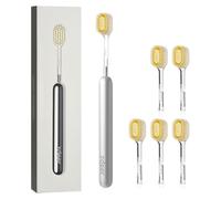 ZDEER Extra Soft Manual Toothbrush for Adults with 6 Replaceable Gum Care Wide Heads, Tooth Brush with Aluminum Handle, Toothbrushes for Sensitive Teeth (Silver Grey, 6 Count (Pack of 1))