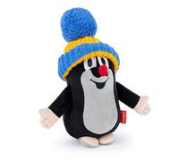 Zdeněk Miler Original Soft Plush Toy Cuddly Stuffed Animal Cartoon The Little Mole Krtek Krtecek Collection, 20 cm with Blue Bobble Hat, Handmade Plush Toy for Kids, Boys, Girls