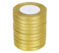 ZDETGU 10pcs 25Yards/Roll Golden Ribbon DIY Bowknot Handicraft Christmas Wedding Cake Bandage 1CM