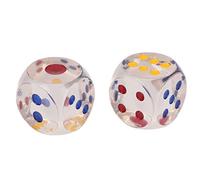 ZDETGU 2Pcs Clear Plastic Dice Set with Colored Number Dots for Board Games and Learning Activities 3 5cm 6-Sided Dice