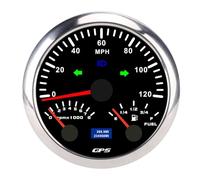 ZDETGU 3 in Speedometer Gauge - 7 Color Backlit Digital Display with Tachometer & Fuel - Universal Fit for RV Yacht Truck Motorcycle - Black Dial 3/8 Inch 120MPH 8000rpm (Black Dial Silver Bezel)