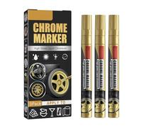ZDETGU 3Pcs Car Paint Scratch Repair Pen Chrome Marker Pen High Gloss Liquid Marker for Minor Scratches Swirls Easy to Use with Gold/Silver Color (Gold)