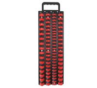 ZDETGU 80 Piece Duty Socket Tray with 1/4", 3/8", 1/2" Drive Socket Holders, 4 Rails & Ergonomic Handle for Mechanics & Enthusiasts (Red)