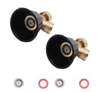 ZDETGU Adjustable Misting Nozzle 2 Pack, Copper & Plastic Atomizing Spray Nozzle with Big Fog/Fine Mist/Far Spray Modes for Garden Lawn Greenhouse Irrigation