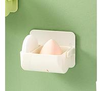 ZDETGU Beauty Sponge and Powder Puff with Dual Compartment Wall Mount or Tabletop Stand for Makeup Tools (White)