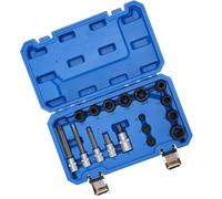 ZDETGU Brake Caliper Tool Set 17pc CR MO Steel Caliper Socket Kit for Brake Pad Replacement with Hexagonal Drill Bits for Most European Japanese Autos