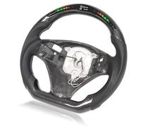ZDETGU Carbon Fiber LED Display Lights Steering Wheel Replacement for M3 E90 E92 E93 DCT 2007 2013, Flat Bottom D Type Racing Design with RGB Indicator & Real Time Data Display