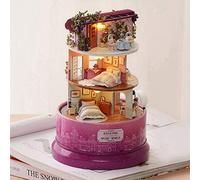 ZDETGU Charming Miniature House Model with Music Box LED Light for DIY Experiences (B-031 "Encounter on the Street Corner")