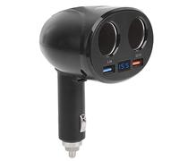 ZDETGU Dual USB Car Adapter with Voltage Display 2 Port 3.1A Fast Charging & 2 Sockets for Simultaneous Device Power 90° Rotatable Head for Trucks SUVs RVs Vehicle Electronics Accessory