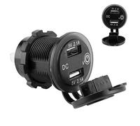 ZDETGU Dual USB Car Lighter Socket Car Adapter with Voltmeter 1224V 2.1A+2.1A (Blue)