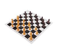 ZDETGU International Standard Chess Set with Chessboard 32 Pieces Plastic Chess Game Set for Indoor, Outdoor, Travel & Camping (Wood Color)