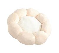 ZDETGU Pet Bed Soft Plush Flower Design Round Cushion for Cats and Small Dogs Cozy Comfort Support for Indoor Spaces Light and White 55cm (Diameter 55cm/21.7in (within 9kg/19.8lb))
