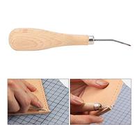 ZDETGU Rhombus Awl 3mm Point Leather Punching Tool with Fine Steel Cone and Ergonomically Designed Beech Handle for Leather Craft, Bookbinding, Shoemaking (Bent Head)
