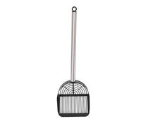 ZDETGU Stainless Steel Cat Litter Scoop with Handle Half Round Sifter for Easy Clump Removal Rustproof Metal Scooper for Litter Boxes and Outdoor Use Pet Waste Tool (Black)