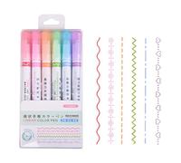 ZDETGU Star Seedling Linear Pens - Quick Drying Fluorescent Marker Set for Hand Painted Outlines, Curves & Key Marks - 6 Vibrant Colors - Ideal for Artists, Students