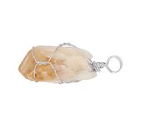 ZDETGU Wire Wrapped Stone Necklace Pendant Point Jewelry for Meditation, Yoga, and Elegance Unique Handcrafted Women and Men (Yellow)
