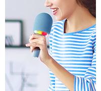 ZDETGU Wireless Singing Microphone Stable Mic Portable Handheld Device for Home Use in Pink (Blue)