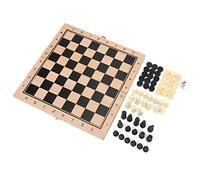 ZDETGU Wooden Chess Set 3 in 1 Foldable Portable Chess Board Game for Kids & Adults with Checkers and Backgammon, 24x24cm / 9.4x9.4in, Safe Family Entertainment (S)