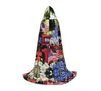 ZDFHKYDY 4th Of July Patriotic Old Red Truck -Print Adjustable Teen Cloak - Youth Cape For Festivals & Stage, Lightweight Hooded Wear M