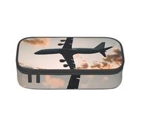 ZDFHKYDY Airplane Sunset Large Capacity Pencil Pen Case Portable Stationery Pouch Holder Box Organizer Makeup Cosmetic Bag Office College Storage Bag Supplies for Work School Travel 21x9.5x5 cm