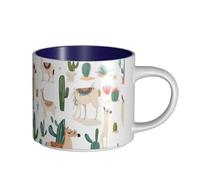 ZDFHKYDY Alpaca Llama Ceramic Coffee & Tea Mug Large-Capacity Cups with Comfortable Handle for Latte, Tea, Cappuccino, Cocoa Drinks Holiday Christmas Cup Gift 9.5x9.5x8.9 cm