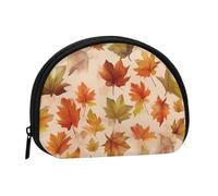 ZDFHKYDY Autumn Harvest Watercolor Leaf Personalized Coin Purse Fashionable Zipper mini Coins Wallet Change Shell Storage Bag for Women Men