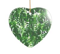ZDFHKYDY Banana Palm -Print Acrylic Pendant Gold Lanyard Heart Shape Christmas Acrylic Ornaments, Lightweight Reusable,For Weddings, Parties Retail Displays.