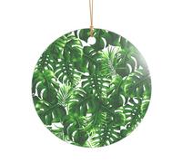 ZDFHKYDY Banana Palm -Print Acrylic Pendant Gold Lanyard Round Shape Christmas Acrylic Ornaments, Lightweight Reusable,For Weddings, Parties Retail Displays.