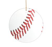ZDFHKYDY Baseball Lace Close Up -Print Acrylic Pendant Gold Lanyard Round Shape Christmas Acrylic Ornaments, Lightweight Reusable,For Weddings, Parties Retail Displays.