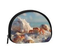ZDFHKYDY Beach, Seashells, Crabs Personalized Coin Purse Fashionable Zipper mini Coins Wallet Change Shell Storage Bag for Women Men