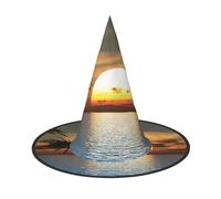ZDFHKYDY Beach Sunrise -Print Full Coverage Halloween Hat - Unique Oxford Cloth Costume Hat For Adults With Eye-Catching Patterns, For Festivals & Themed Parties.