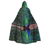 ZDFHKYDY Beautiful peacock -Print Halloween Hooded Cloak Adults - Affordable Adult Cape For Role-Playing, Themed Parties And Festivals - Comfortable Fit With Oversized Hood