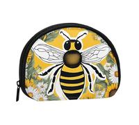 ZDFHKYDY bee & Sunflowers Personalized Coin Purse Fashionable Zipper mini Coins Wallet Change Shell Storage Bag for Women Men