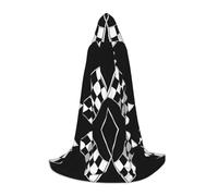 ZDFHKYDY Black White Formula Checkered Flags Pattern -Print Adjustable Teen Cloak - Youth Cape For Festivals & Stage, Lightweight Hooded Wear S