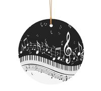 ZDFHKYDY Black White Music Note -Print Custom Round Aluminum Pendants - Double-Sided Print, Pre-Drilled Hole For Crafting & Events.