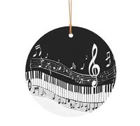 ZDFHKYDY Black White Music Note -Print Custom Round Aluminum Pendants - Double-Sided Print, Pre-Drilled Hole For Crafting & Events.
