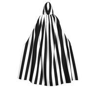 ZDFHKYDY Black & White Stripe -Print Halloween Hooded Cloak Adults - Affordable Adult Cape For Role-Playing, Themed Parties And Festivals - Comfortable Fit With Oversized Hood