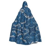 ZDFHKYDY Blue Dragonfly -Print Halloween Hooded Cloak Adults - Affordable Adult Cape For Role-Playing, Themed Parties And Festivals - Comfortable Fit With Oversized Hood