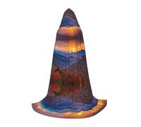 ZDFHKYDY Blue Ridge Parkway Mountains -Print Adjustable Teen Cloak - Youth Cape For Festivals & Stage, Lightweight Hooded Wear L