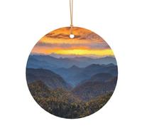 ZDFHKYDY Blue Ridge Parkway Mountains -Print Custom Round Aluminum Pendants - Double-Sided Print, Pre-Drilled Hole For Crafting & Events.